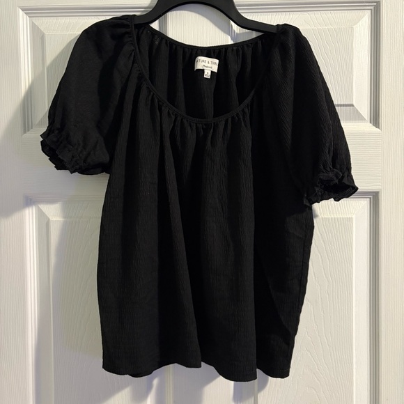 Madewell Tops - Madewell Black Puff Sleeve Top Medium